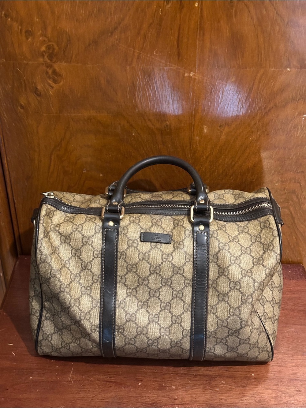 GUCCI Coated Canvas Leather Top Handle Satchel
